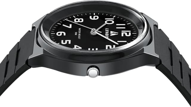 Detalle de LN LENQIN men’s analog quartz watch with silicone strap – 30M waterproof fashion casual