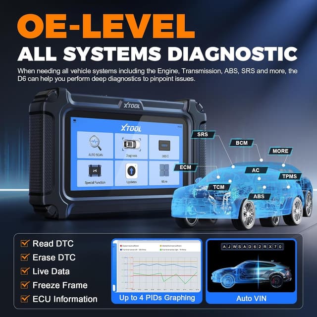 Detalle de XTOOL D6 OBD2 scanner 5.45-inch tablet
