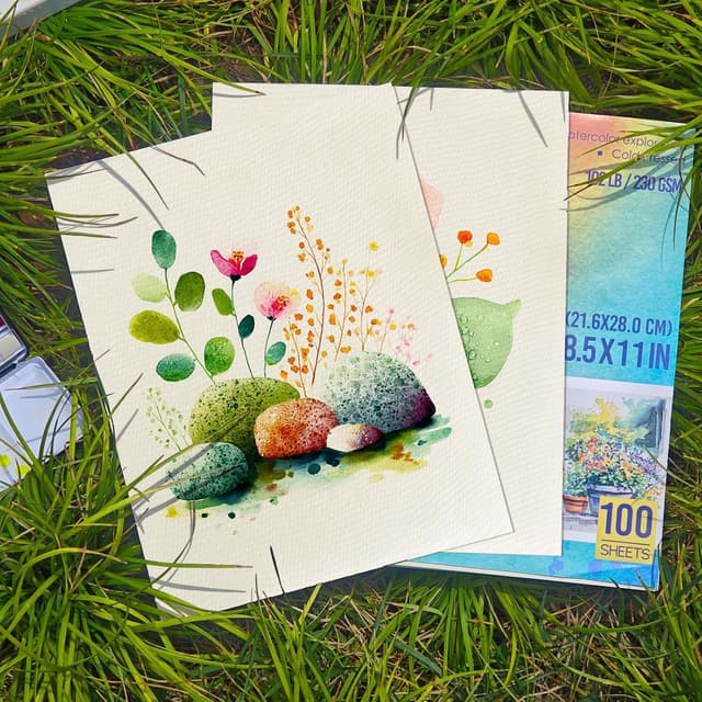 Detalle de KOVIEDE 100 Sheets Watercolor Paper, 8.5x11 in, 102lb (230GSM) Cold Press Practice Paper