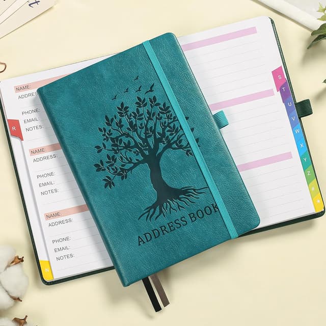 Detalle 2 de Seagreen Address Book with Alphabetical Tabs 8.4" ๐