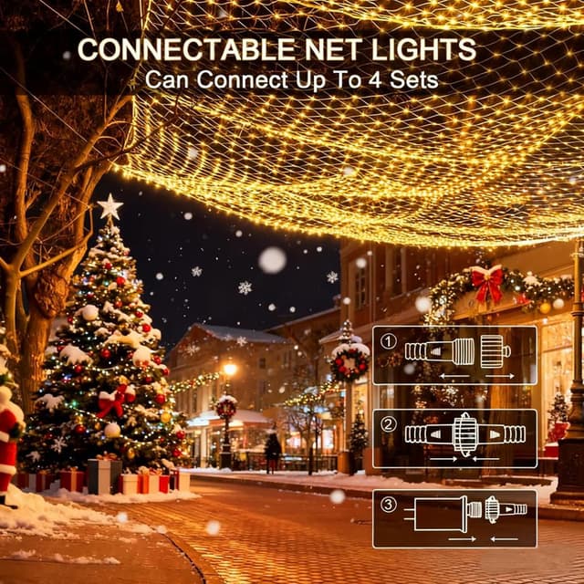 Detalle de yowin 2 pezzi rete luminosa da esterno 3m x 2m con 200 LED, IP65, 8 modalità e timer (con spina)