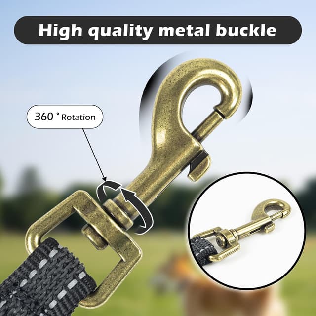 Detalle de Wisedog Black 3m Reflective Long Line Dog Lead with Non-Slip Rubber Grips