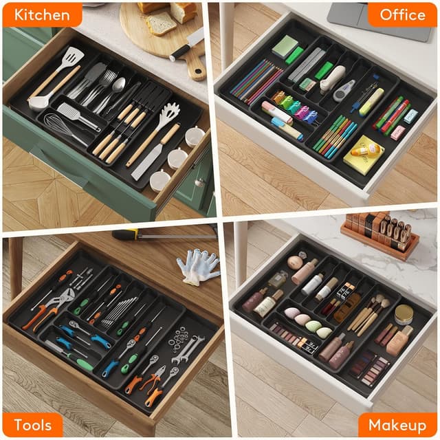 Thumbnail 6 de Lifewit Organizador de Cubiertos Ajustable 🥄 - Grande y Negro