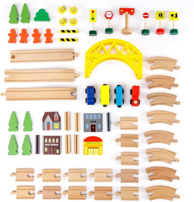 Detalle 2 de Baroni Toys trenino in legno 60 pezzi