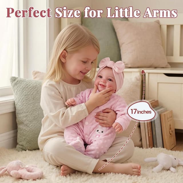 Detalle 1 de BABESIDE Rinato Bambino Bambola Sunny da 17 pollici con corpo morbido in tessuto