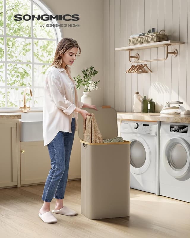 Detalle 2 de SONGMICS Cesto de Ropa 90 L LCB509N01V1