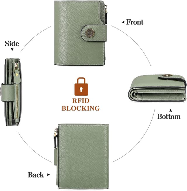 Detalle 2 de SENDEFN Damen-Portemonnaie aus Echtleder (Bifold) mit RFID-Blockierung und Platz für 16 Karten