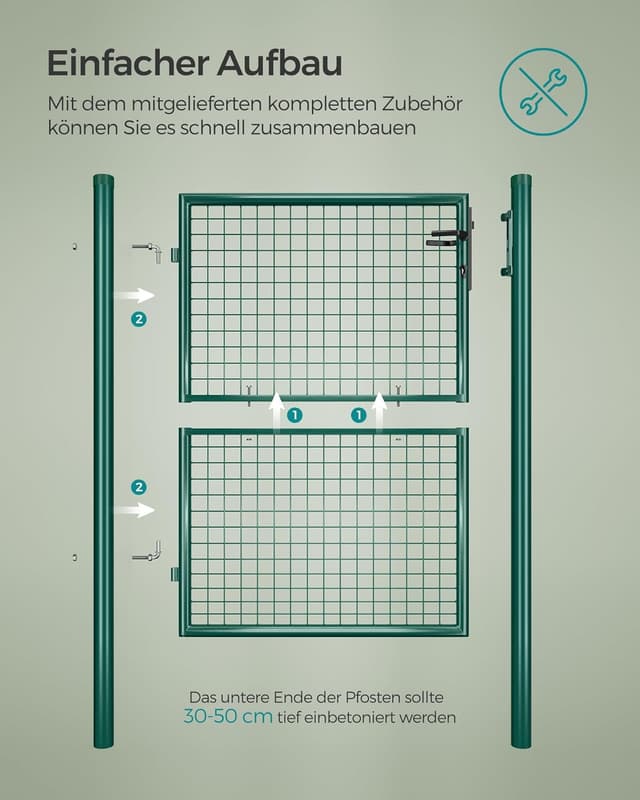 Thumbnail 6 de SONGMICS Gartentor grün verzinkter Stahl 87x125 cm