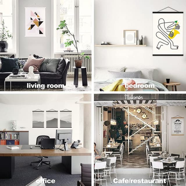 Thumbnail 6 de Sanauto A1 Magnetic Wooden Poster Frame Hangers (61cm) – Black, 2 Pack