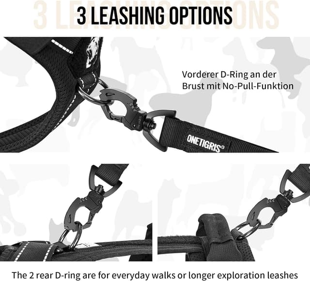 Detalle 2 de Onetigris Diesel No-Pull Dog Harness (Large, XL) with Soft Padded Chest and Reflective Trim