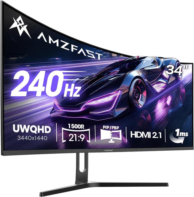 Detalle de Amzfast Curved Gaming Monitor 34 Zoll 240Hz