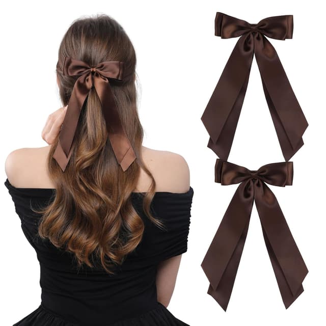 Thumbnail 6 de LuSeren 2-Pack Double Layer Hair Bows with Ribbon Clips (White)