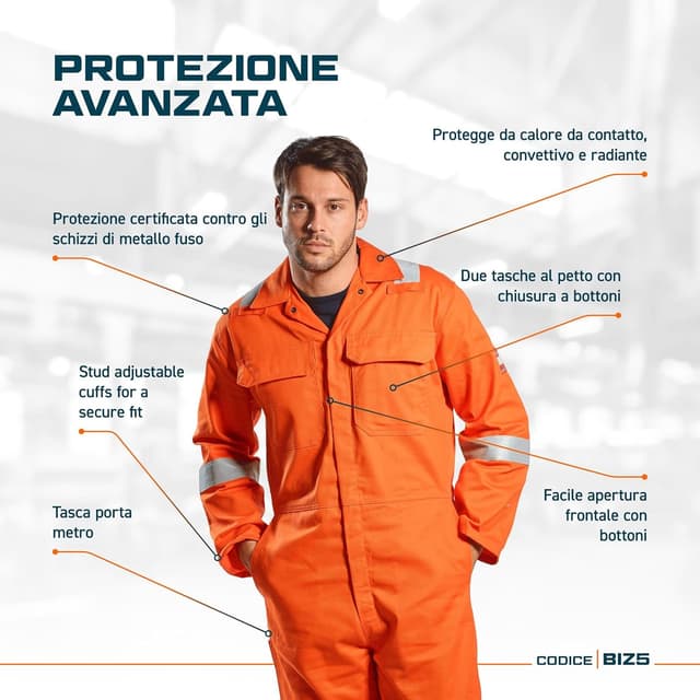 Thumbnail 1 de Portwest Biz5 Tuta Intera Iona Bizweld XL Rosso