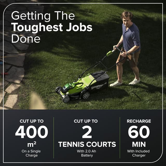 Thumbnail 1 de Greenworks G40LM35K2 35cm cordless lawnmower for 200 m² 🌿🚜