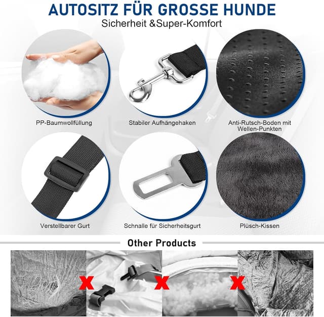 Detalle de Honey Paws Protection Voiture Chien : hamac sécurisé pour panier et siège auto