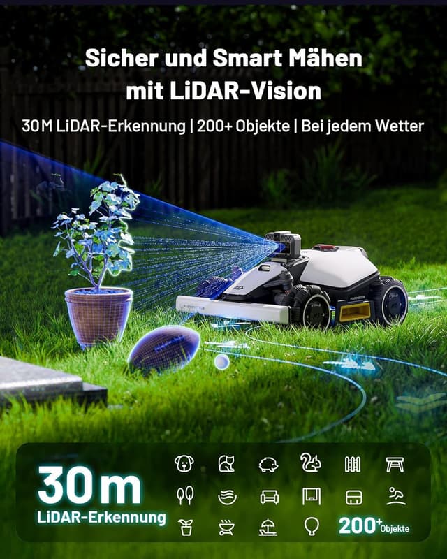 Detalle de Mammotion LUBA mini AWD LiDAR Mähroboter mit RTK (ohne Begrenzungskabel) – für bis zu 1.500 m²