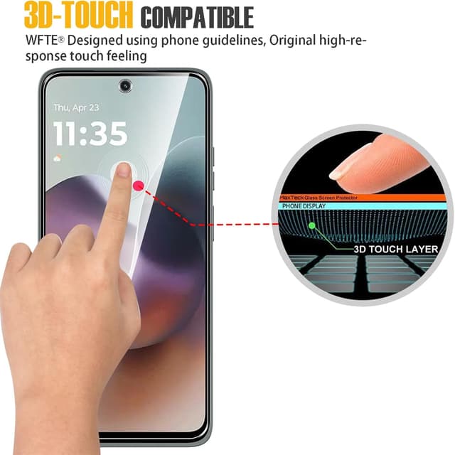 Detalle de WFTE 2 pellicole in vetro temperato per Motorola Moto G56/G57 5G (9H), anti-graffio e anti-impronte