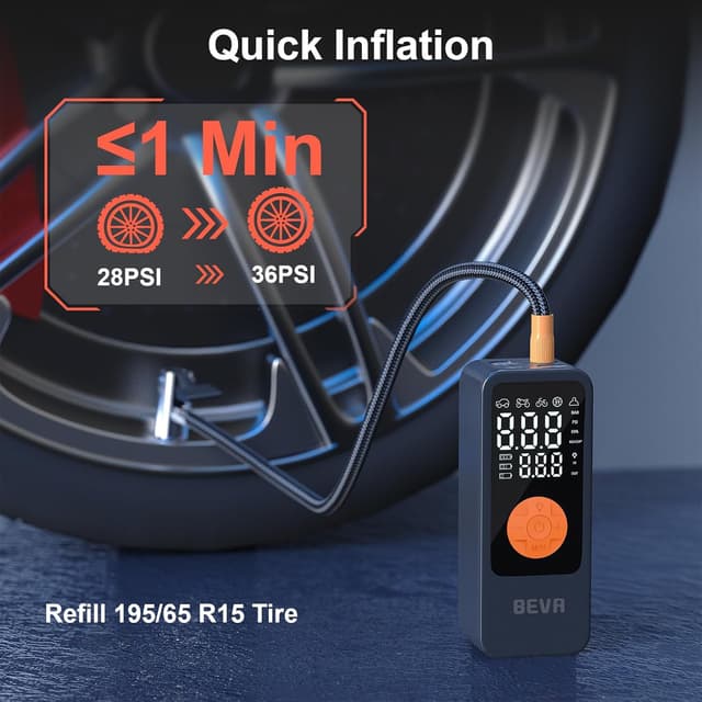 Detalle 2 de BEVA Tire Inflator 150 PSI cordless pump
