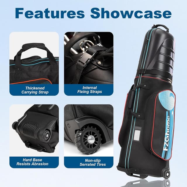 Detalle de FZGhome Golf Travel Bag with Hard Shell Top, Wheels, and 1680D Oxford Exterior