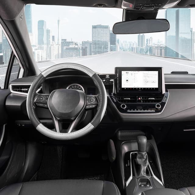 Detalle de SEG Direct couvre-volant microfibre cuir noir et argent (35,5–36 cm) pour Prius, Civic, Model 3, Model Y et Camaro