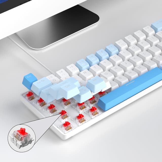 Detalle 1 de MageGee Portable MK-BOX 60% Mechanical Keyboard (68 keys, Red switches) with Sky Blue RGB backlight