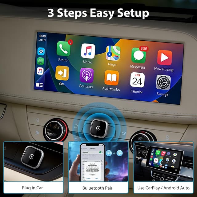 Thumbnail 6 de Astraon Adattatore wireless 2 in 1 per auto CarPlay e Android (USB mini, argento) per connettività dal 2016