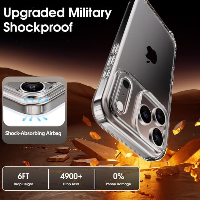 Detalle de OLEPHY Cover trasparente con cordino e tracolla per iPhone 17 Pro Max 6,9" (oro rosa) antiurto e anti-graffio