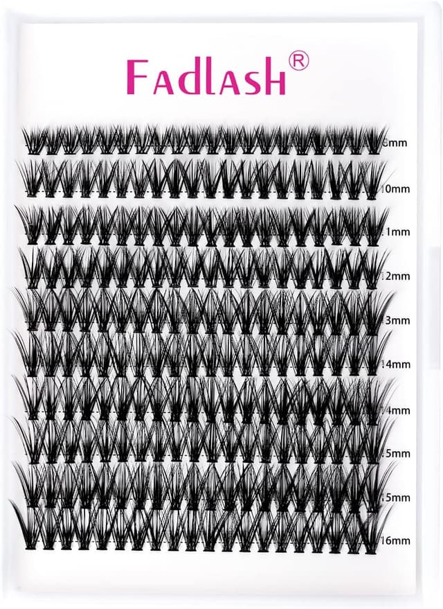Detalle de FADLASH DIY 40 extensions de cils en cluster root, volume russe, noir 0,07 C (8–16 mm) — mixte 10 lignes/20 pcs