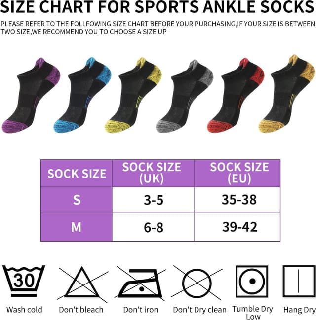 Thumbnail 6 de BUDERMMY Trainer Socks for Women (6 Pairs) – Cushioned, Breathable Cotton Ankle Sports Socks