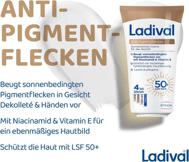 Detalle de LADIVAL Sonnenschutz Lotion LSF 50 für trockene Haut – wasserfeste Sonnencreme bei Neurodermitis-Neigung