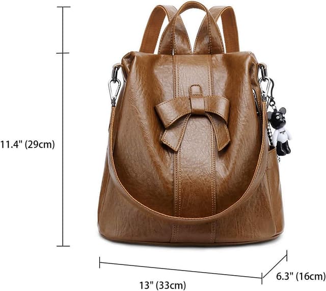 Detalle 2 de AINUOEY Donna borsa a zaino 76675 in ecopelle PU con tracolla regolabile, antifurto e chiusura con zip
