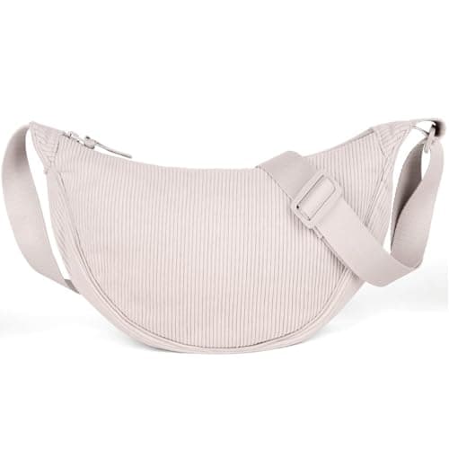 Detalle de Aucuu Bolso Bandolera para Mujer media luna impermeable en pana con correa ajustable
