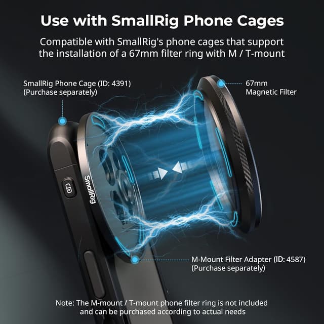 Detalle de SMALLRIG Kit de filtres magnétiques 5-en-1 67 mm (VND+CPL+Black Mist) + étui et accessoires — 4726