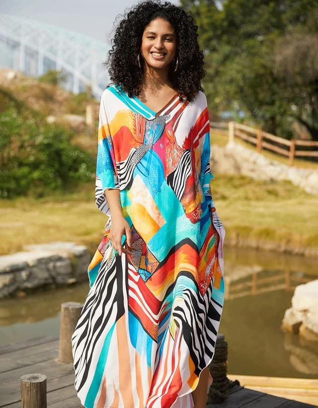 Detalle de NFVNKJ Women’s Plus Size Beach Lounge Kaftan Maxi Dress Swimsuit Cover-Up