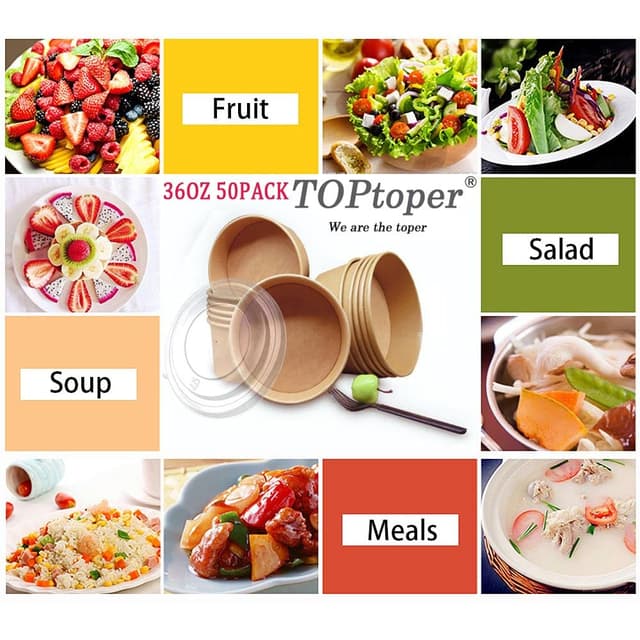 Thumbnail 5 de TOPtoper 36Oz Paper Soup Bowls 50-Pack 🍲