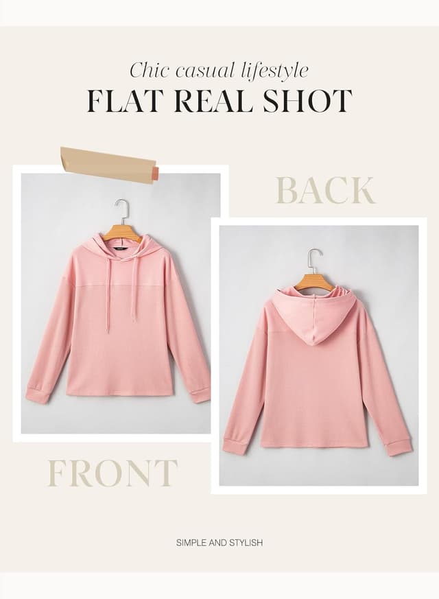 Detalle de Dokotoo Damen Kapuzenpullover Hoodie Langarm aus Waffelstrick mit Taschen – einfarbig, S bis XXL