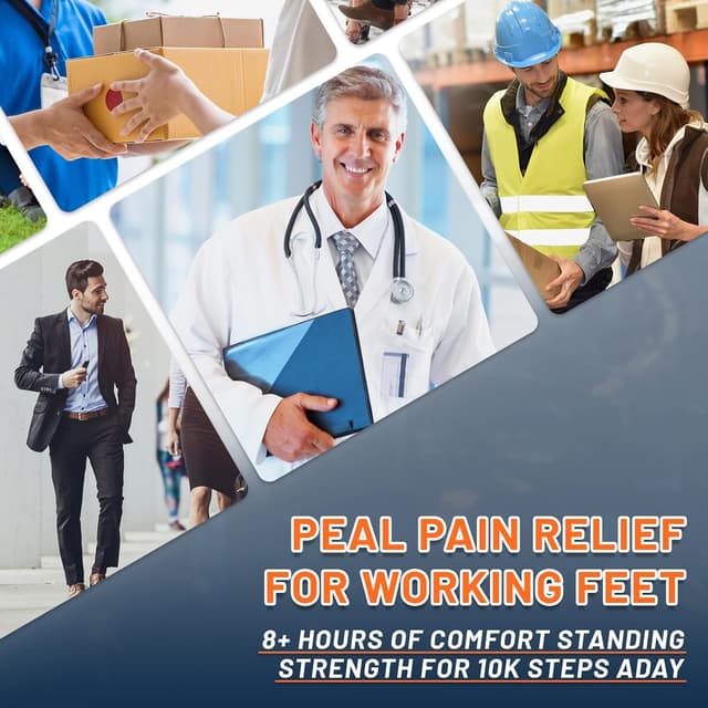 Detalle 2 de RooRuns Heavy Duty Arch Support Plantar Fasciitis Insoles (XS) for Men & Women