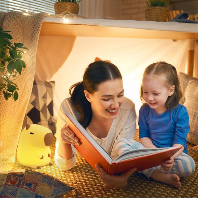 Detalle de Ammonite Capybara Nachtlicht für Kinder – USB-Touch-Leuchte aus BPA-freiem Silikon