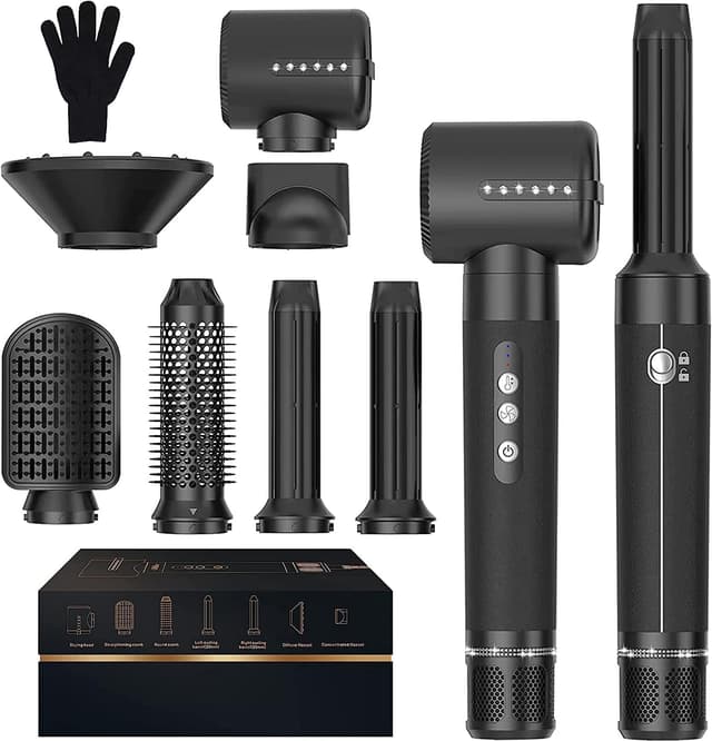 Detalle de UKLISS Air Styler 7-in-1 Warmluftbürste-Set mit Ionenpflege und 7 Aufsätzen