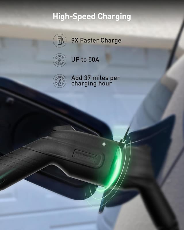 Detalle de Autel MaxiCharger Level 2 EV Charger (up to 50Amp, 240V) with J1772, Wi‑Fi/Bluetooth, Hardwired 25‑Foot Cable