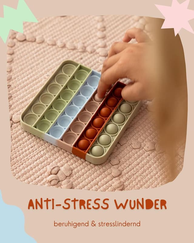 Detalle 2 de Valino Pop-It Spielzeug Pastellfarben (wasserfest, quadratisch, BPA-frei)