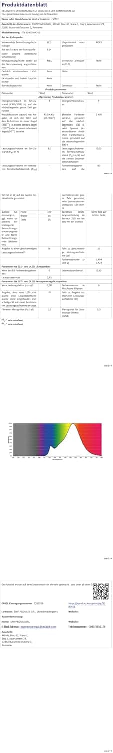Detalle de LVWIT Vintage Glühbirne E14 Kerzenlampe 4 W (410 lm) – 2500 K, warmweiß, nicht dimmbar, 6er-Pack
