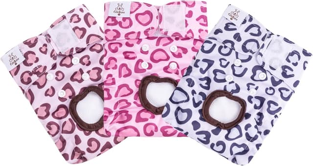 Detalle 2 de CuteBone 3er Set Leopard: wiederverwendbare Hundewindeln (Größe XS) für Hündchen D54M-DE