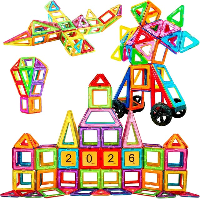 Detalle de Assark Magnetische Bausteine Magnetspielzeug mit 60 Fliesen-Set (3–8+ Jahre) – Montessori Konstruktion für Kinder