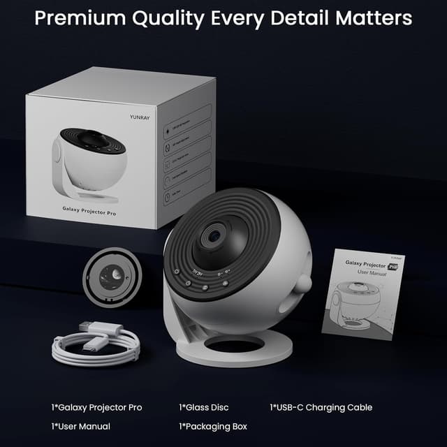 Thumbnail 6 de YUNRAY Sternenhimmel Projektor „Galaxy Star Planetarium Projector“ mit Glas-Scheibe und Nachtlicht-Funktionen