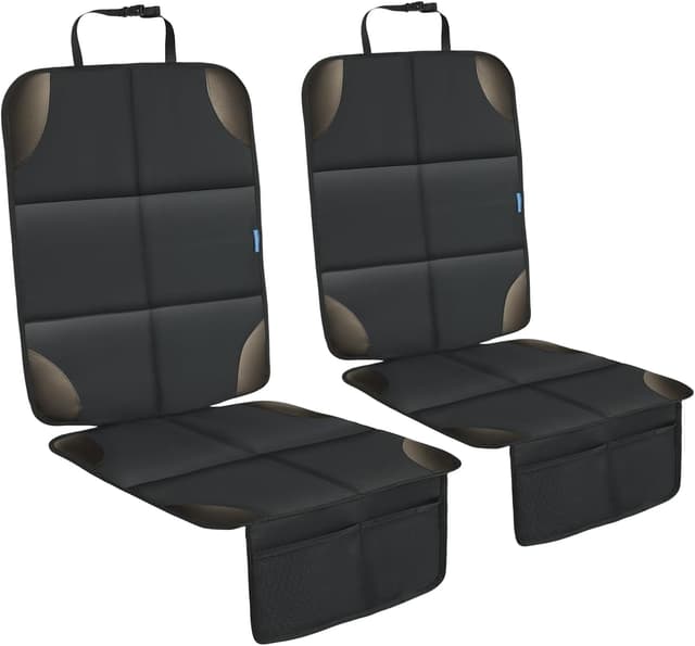 Detalle de Psumuabrre Protection de siège voiture pour enfant imperméable antidérapante avec poches de rangement (compatible ISOFIX), gris foncé – 2 pièces