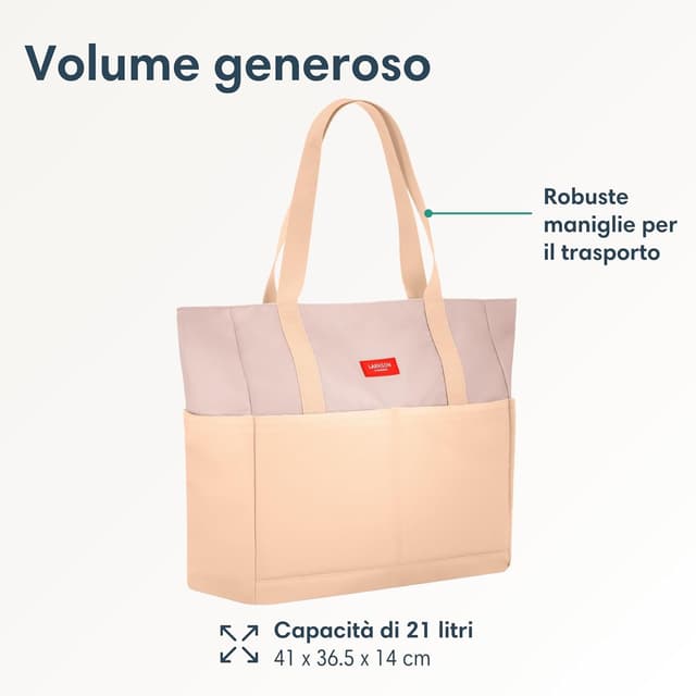 Detalle de LARKSON Borsa Mare Linn, borsone da spiaggia grande con cerniera e tasche