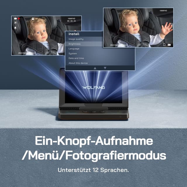 Detalle 1 de WOLFANG WB01 Baby-Autokamera 1080P