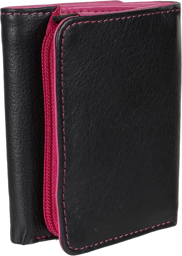 Detalle de Leather RFID purse 5555 Black Fuchsia