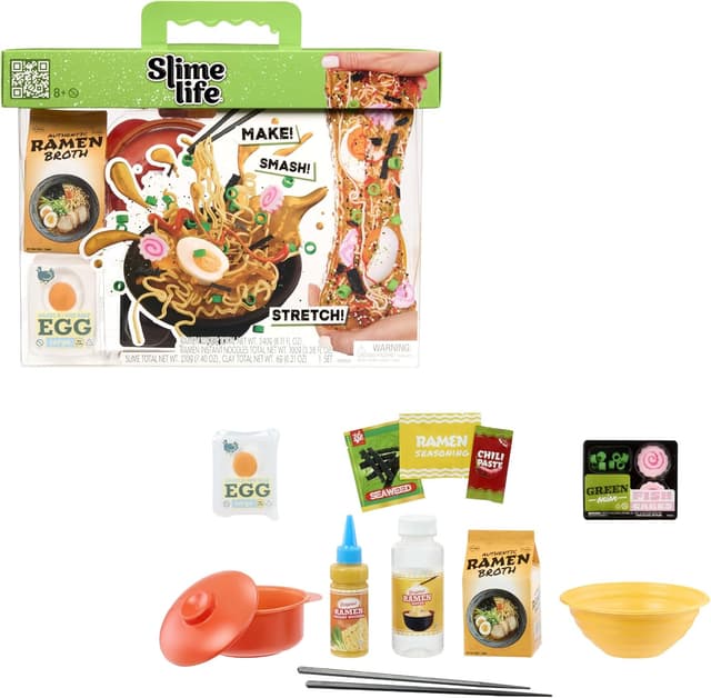 Detalle de Slime Life Ramen DIY Slime Kit (Ages 8+) — Unboxing Ingredients to Make, Smash, and Stretch Your Food Slime